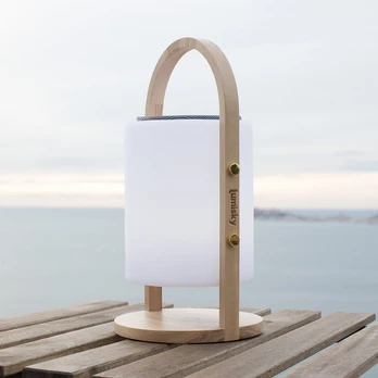 „Woody Play“ LED stalinė lempa su akumuliatoriumi, balta/ruda, aukštis 39 cm,