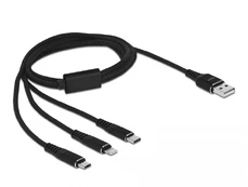 Delock USB įkrovimo laidas 3 viename, skirtas Lightning™ / Micro USB / USB Type-C™ 1 m juodas kaina