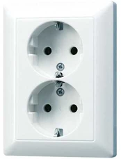 Jung Dvigubas kištukinis lizdas su įžeminimu, baltas