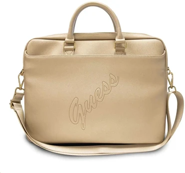 PU Saffiano Vintage Scrip Computer Bag 15/16" Light Gold