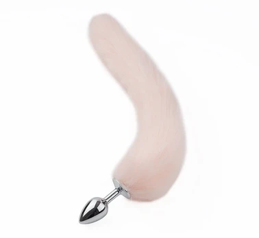 Analinis kaištis su natūraliu lapės kailiu Tail Plug, 47 cm