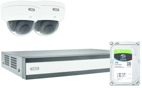 ABUS PoE-Video-Set: 2 Mini-Dome-Kameras + NVR