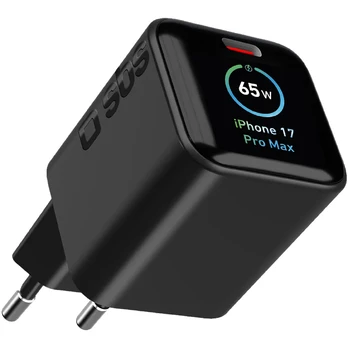 SBS Wall Charger, USB-C, Touch Display, 65 W, juodas - Įkroviklis