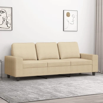 Trivietė sofa, kreminės spalvos, 180cm, audinys