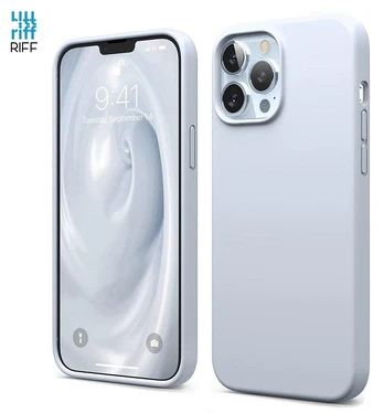 Riff Thin &amp; Soft silicone case with soft fiber inside for Apple iPhone 13 Pro Max Light Blue