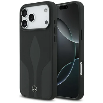Dėklas Mercedes Leather The Move MagSafe do iPhone 17 Pro Max juoda