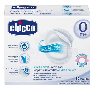 Chicco Antibakteriniai krūtų įklotai, 30vnt.