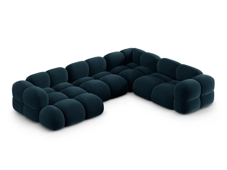 Velvet Panoramic Right Corner Sofa, "Loretto", 5 Seats, 345x250x68 Made in Europe