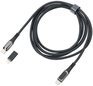 Kabelis USB Troika USB-C - USB-C + Lightning 2 m Juodas (CBL20/BK)