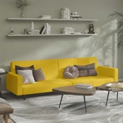 Dvivietė sofa-lova, geltonos spalvos, aksomas kaina