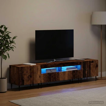 3 dalių LED televizoriaus spintelė Sendintos medienos