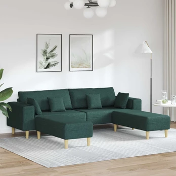 Sofa su pagalve 3 pcs Tamsiai žalia audinys