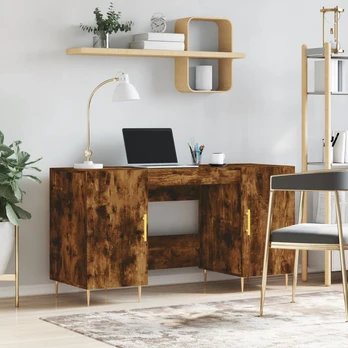 Rašomasis stalas, dūminio ąžuolo, 140x50x75cm, apdirbta mediena