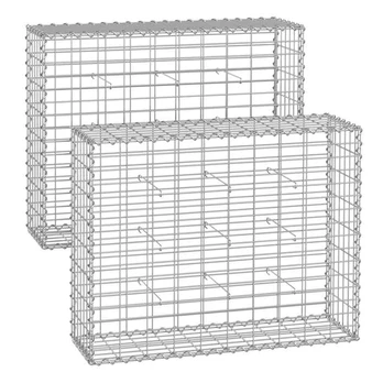 Rinkinys iš 2 gabionų 100x80x30cm., sidabrinės spalvos
