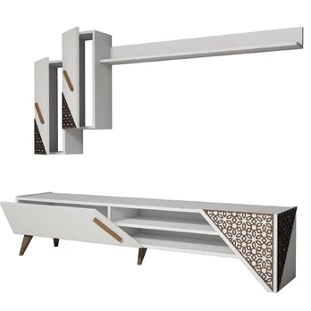 Svetainės baldų komplektas Kalune Design Beril, vidaus, baltas