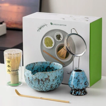 NEKIT matcha arbatos ruošimo rinkinys su keraminiu dubenėliu, mėlynas
