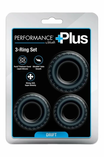 Performance Plus Drift 3-Piece Silicone Ring Set - Textured, Ultra-Stretchy