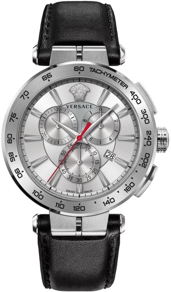 Vyriškas Versace Aion chronografinis laikrodis sidabrinis