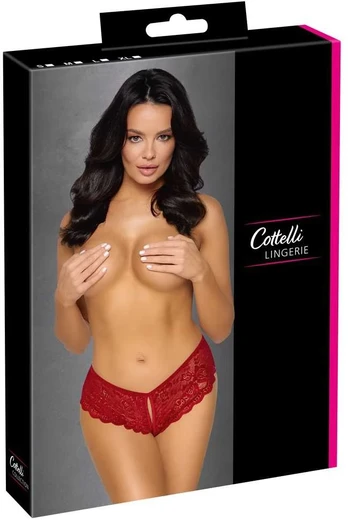 Cottelli lingerie Crotchless panty red L kelnaitės, stringai