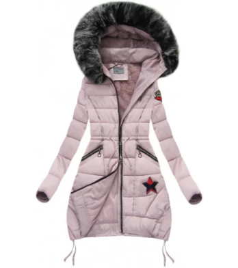 HOODED QUILTED JACKET POWDER PINK (B3595) striukė