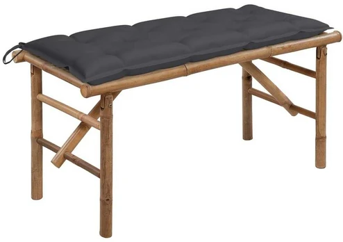 Sulankstomas sodo suoliukas su pagalvėle, 118cm, bambukas