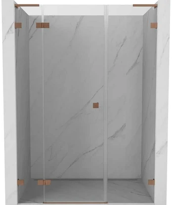 Dušo durys Mexen Lunar L, kairė, 140 cm, transparent/brushed copper