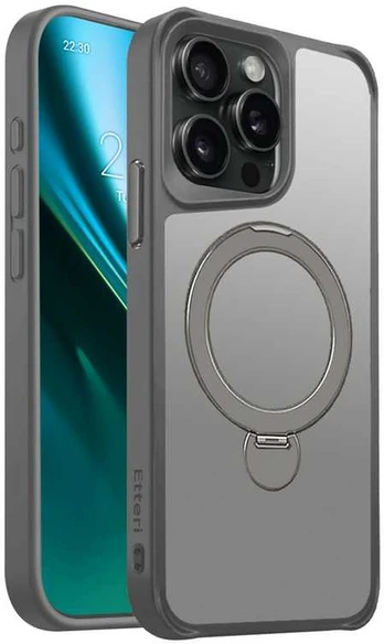 Telforceone Etteri Matt Mag Ring Apple iPhone 15 Pro Max 6,7' dėklas telefonui pilkos spalvos