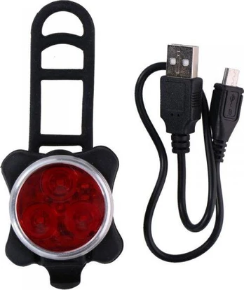 Galinis dviračio žibintas 3 LED SMD DUNLOP su USB įkrovimu