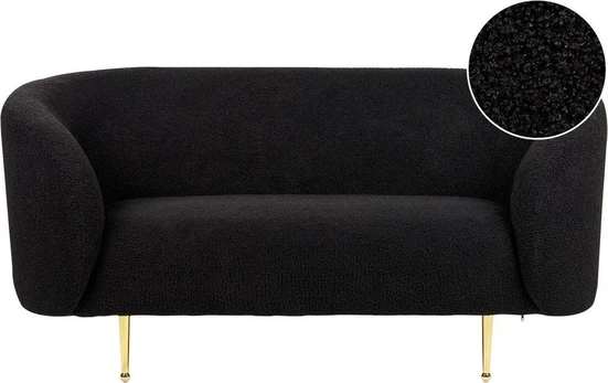 Beliani Dviejų vietų sofa LOEN Boucle juoda