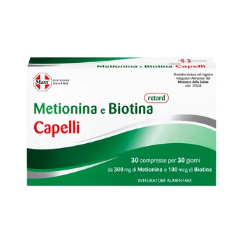 MATT DIVISIONE PHARMA Metionina e Biotina retard, plaukams, 30 tab.