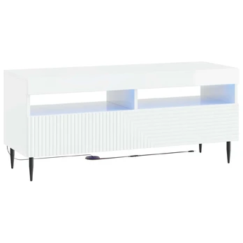 LED televizoriaus spintelė Itin blizgi balta Apdirbta mediena