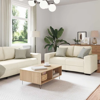 2 dalių sofa su pagalvėlėmis iš lino