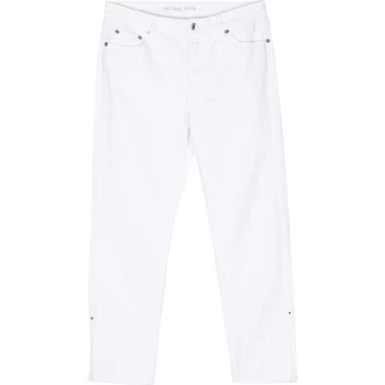 Tiesūs džinsai moterims, Balta, Side slit jeans