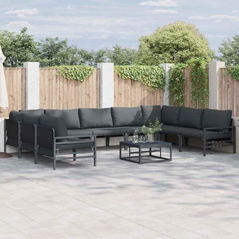 Sodo Sofų Rinkinys 9 pcs Antracito Plienas