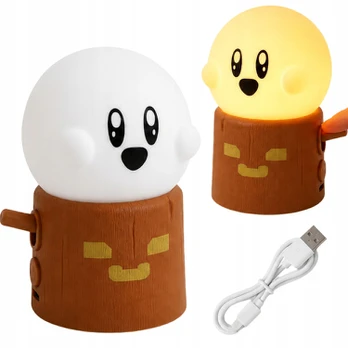 Vaikų LED naktinė lemputė „Vaiduoklis“, USB-C, balta ir ruda