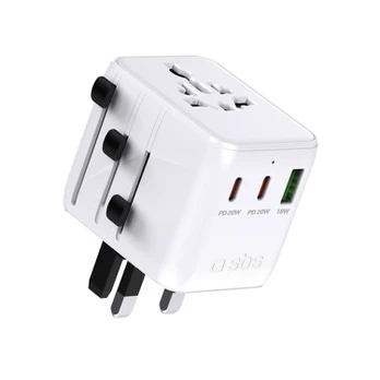 Marka Niezdefiniowana Universalus kelioninis adapteris su USB-A ir 2x USB-C P