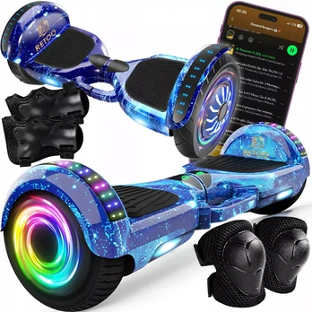 Elektrinė riedlentė LED 6,5' su Bluetooth garsiakalbiais ir apsaugomis HOVERBOARD