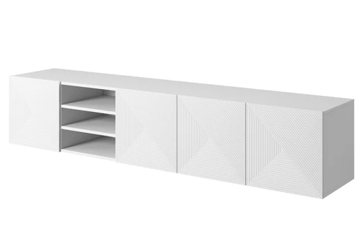 Tv Set Wall Mounted Asha 200 Cm With Open Shelf - White Mat