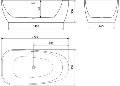 Vonia Mexen Giada, 170 x 90 cm, Baltas + Brushed nickel persipylimas