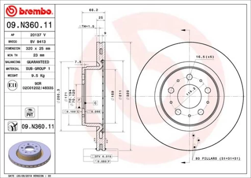 BREMBO 09.N360.11 Brake Disc