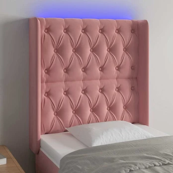 Galvūgalis su LED, rožinės spalvos, 83x16x118/128cm, aksomas