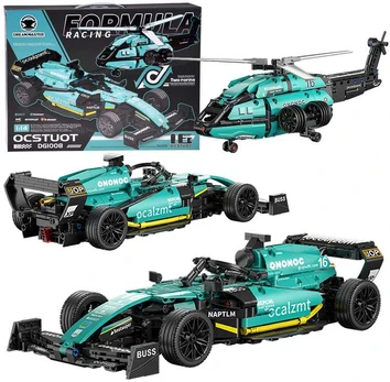 Technical blocks 2 in 1 Formula 1 racing car helicopter 736pcs stickers ZA5730