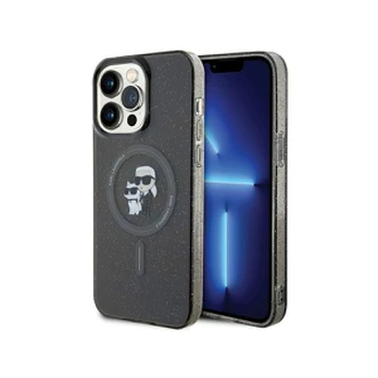 Dėklas Karl Lagerfeld Choupette Glitter MagSafe iPhone 15 Pro Max - Juodas