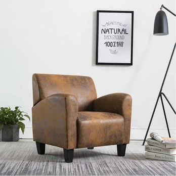 Fotelis Sofa kėdė, rudos spalvos, dirbtinė versta oda