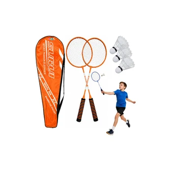 Lean Toys Badminton Set, 3 Rackets, Shuttlecocks, Oranžinis Case