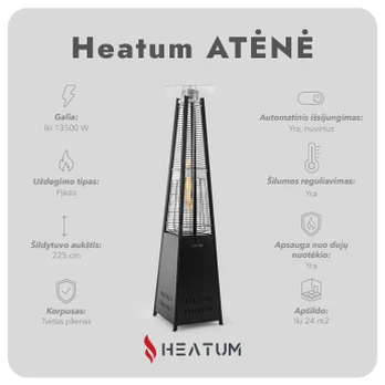 Terasos šildytuvas Heatum Atėnė Piramidė Juoda