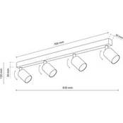 Viršutinis lubinis prožektorius, juodas, 83 cm, 6 žibintų, metalinis, GU10