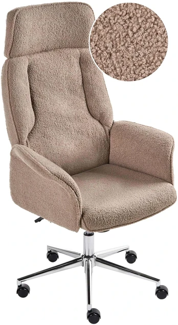 Beliani Biuro kėdė Pultas Boucle ruda