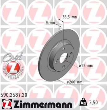 Stabdžių diskas ZIMMERMANN 590.2587.20
