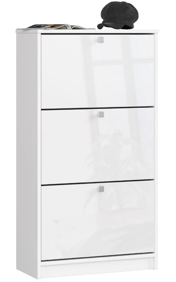 Batų spintelė 3, 60 cm, balta blizgi